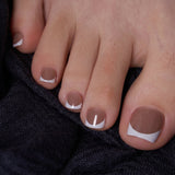 Latte French - Squoval Toenails squoval press-on nails