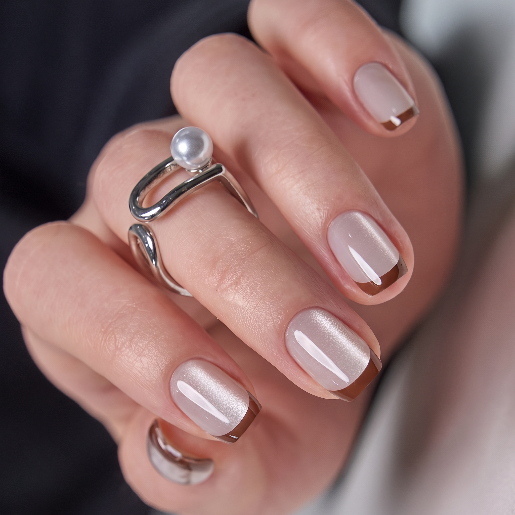 Latte Luster - S Squoval short squoval press-on nails