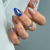 Leopard Bow S Almond almond press-on nails
