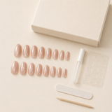 Light Nude Cat Eye short oval press-on nail set with accessories