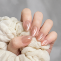 Light Nude Cat Eye short oval press-on nails