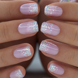 Light Purple short squoval nail detail