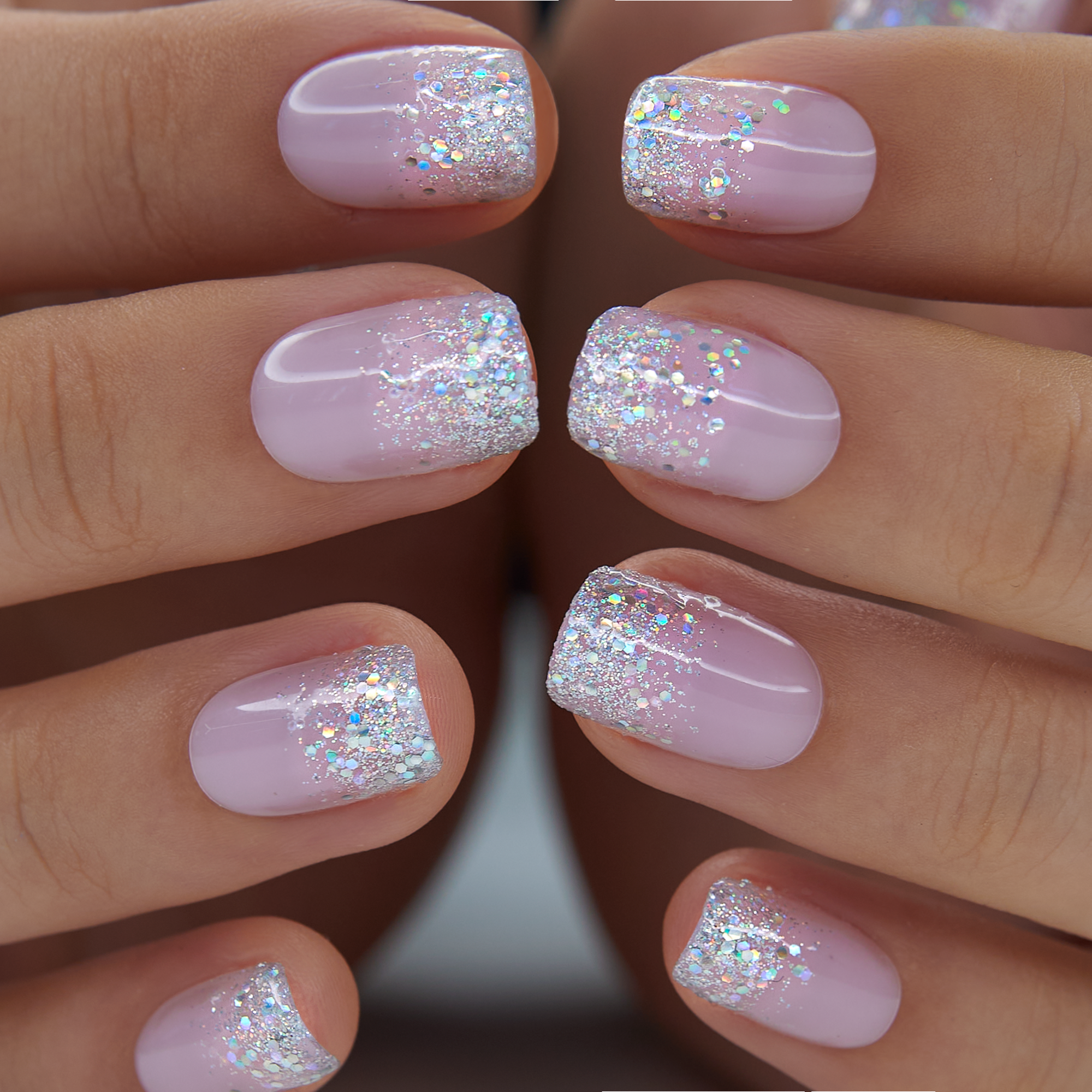 Light Purple short squoval nail detail