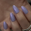 Lilac Shine short almond press-on nails