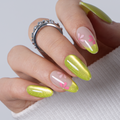 Lime Bloom M Almond almond press-on nails
