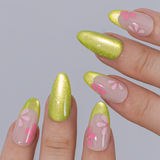 Lime Bloom M Almond almond press-on nails