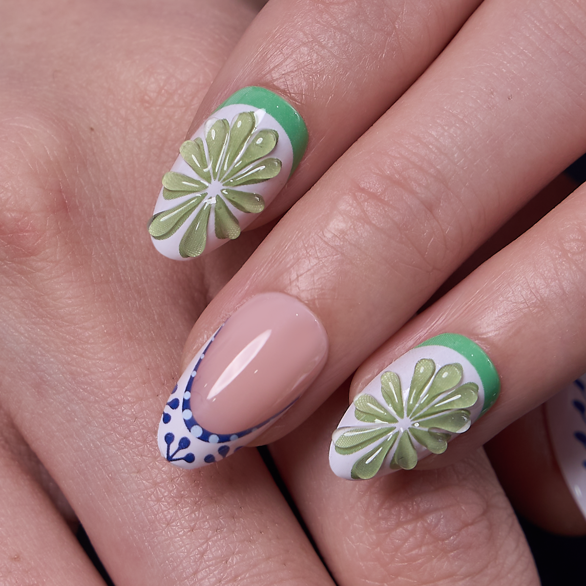 Designer s Pick | Lime Riviera S Almond almond press-on nails