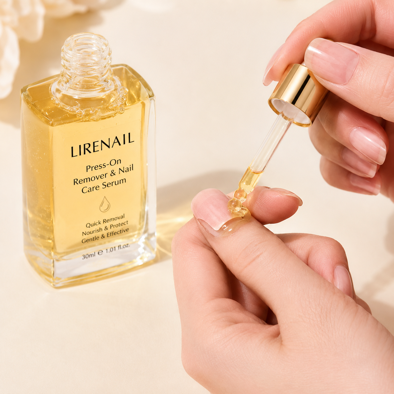 Liquid Gold Care Oil 15ml nail cuticle oil side view