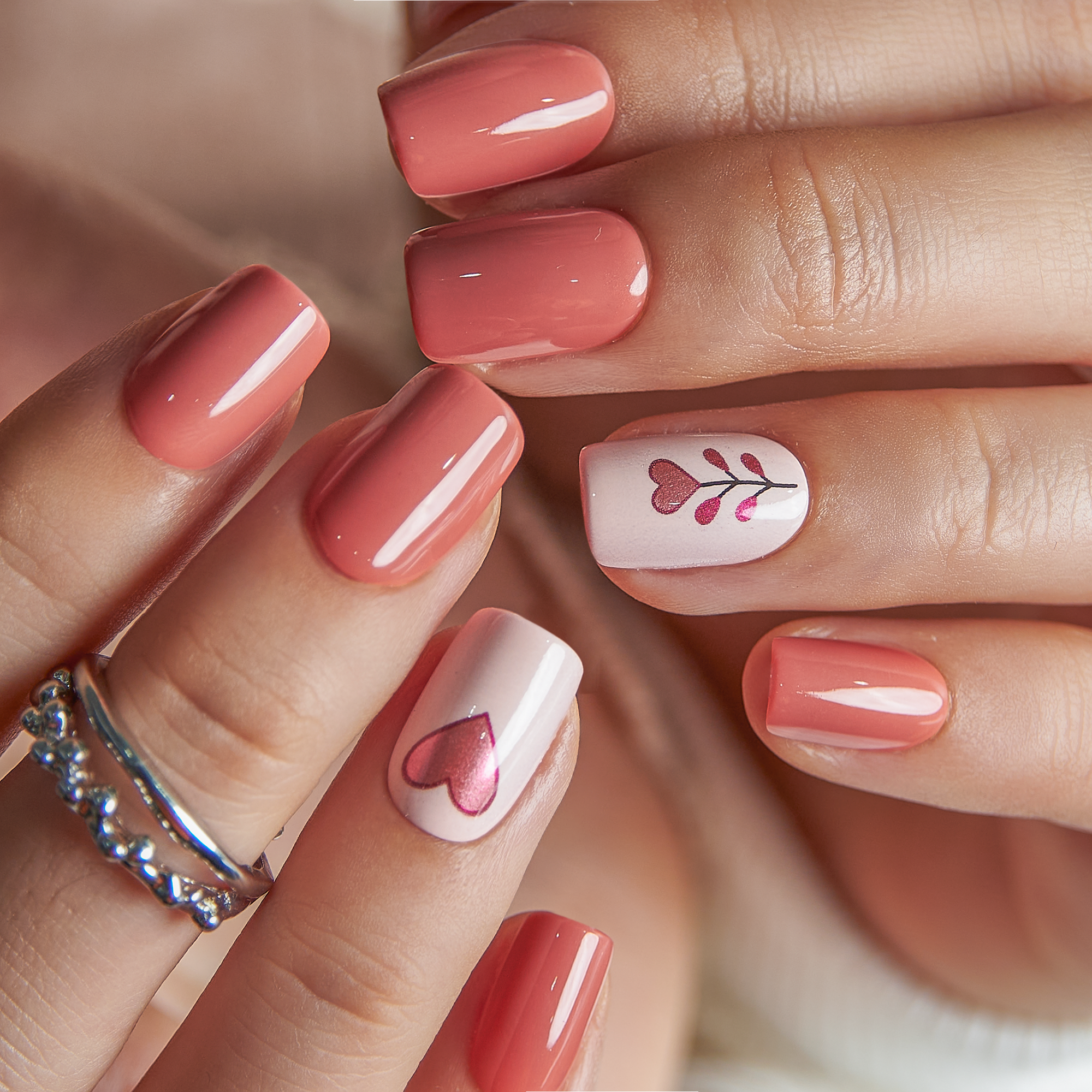 Love Blossom short squoval press-on nails