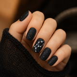 Black Square Short press-on nails by Lirenail - front view