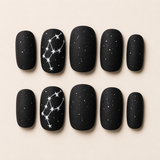 Black Square Short press-on nails by Lirenail - side view