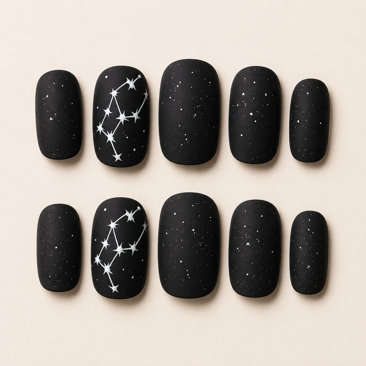 Black Square Short press-on nails by Lirenail - side view