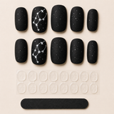 Black Square Short press-on nails by Lirenail - package