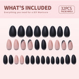 Matte Night short almond Ver 2 press-on nail size guide