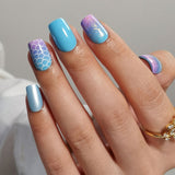 Mermaid Wave S Squoval Style 2 squoval press-on nails