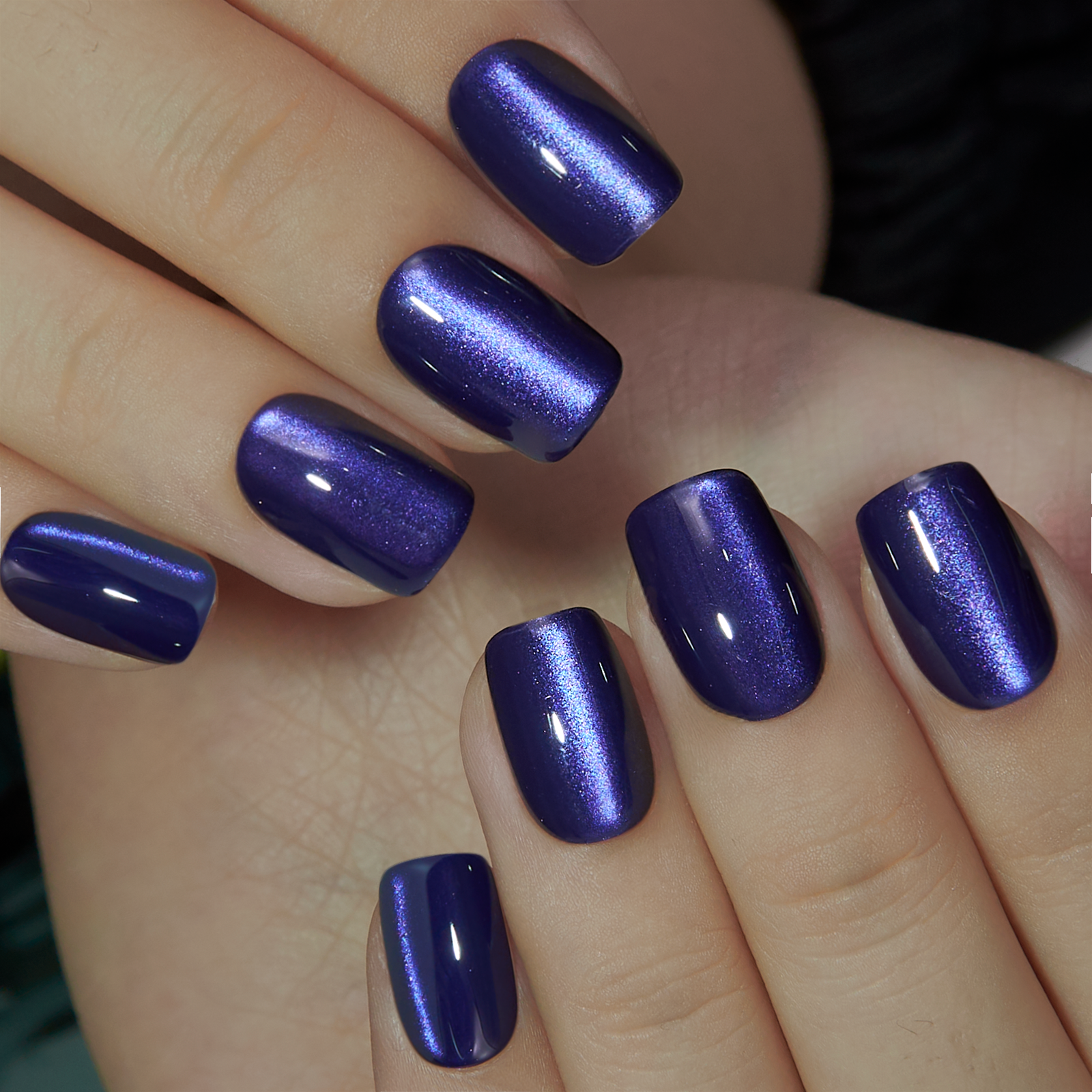 Midnight Aura short squoval nail detail