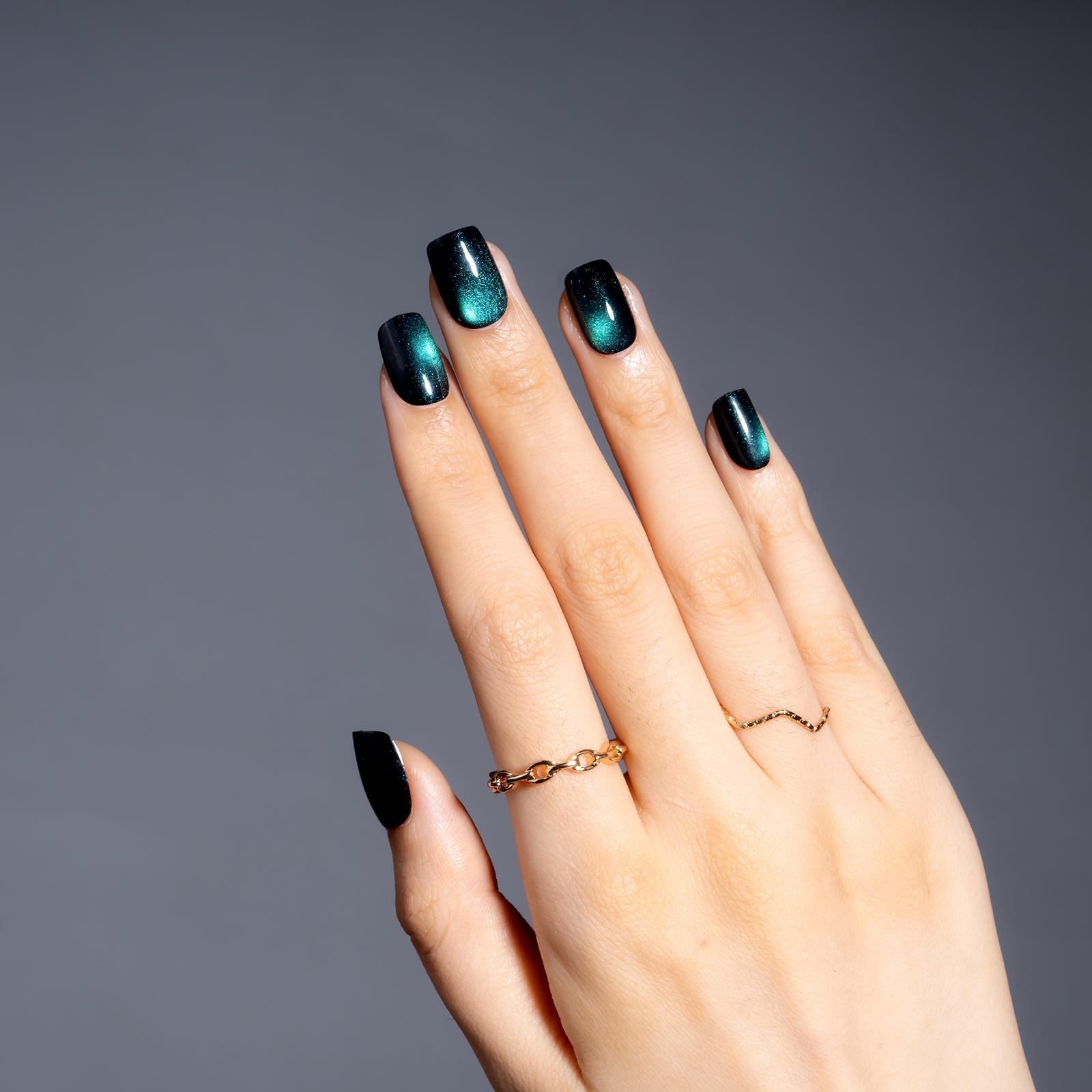 Midnight Galaxy short squoval press-on nail set with accessories