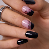 Midnight Shard medium squoval press-on nails