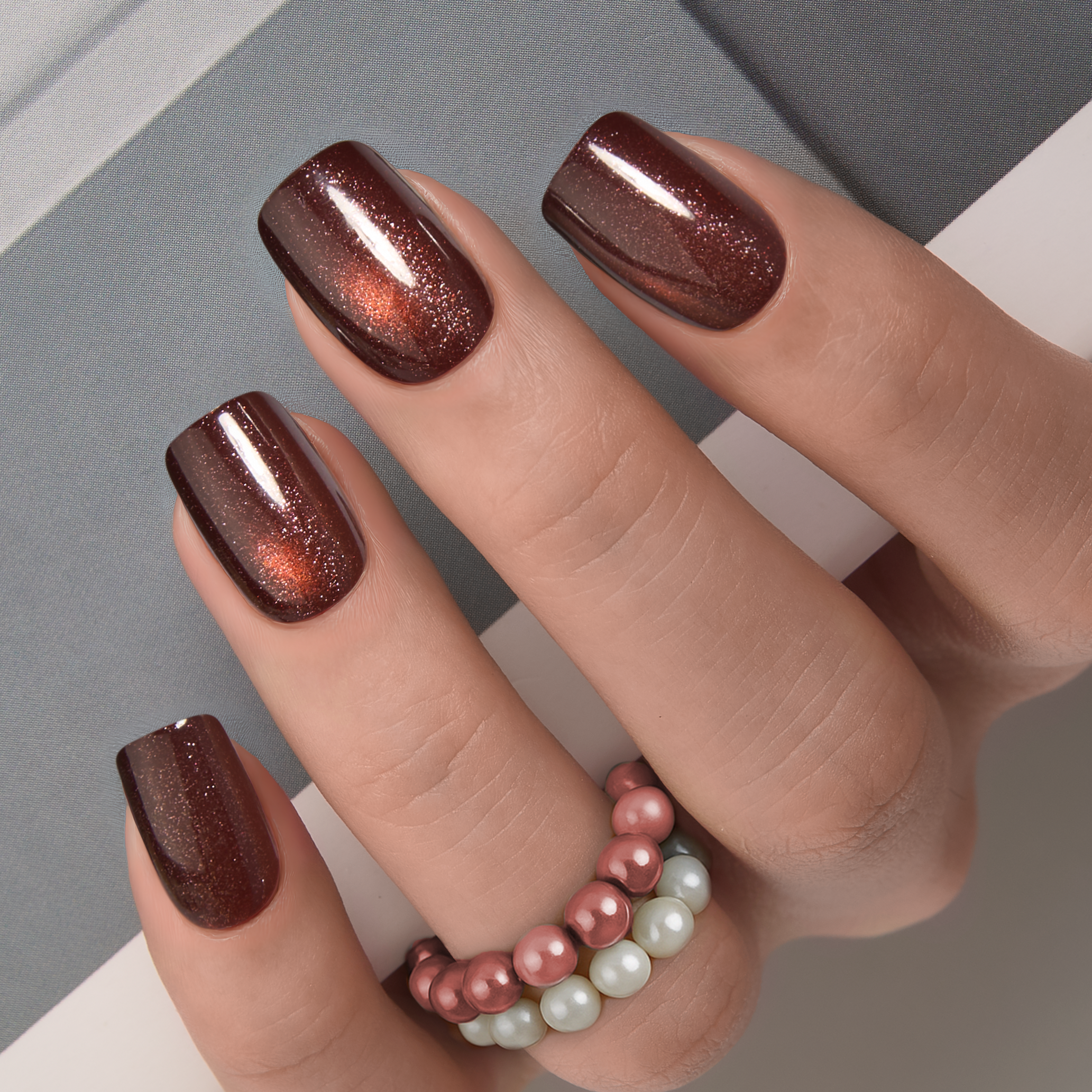 Midnight Spark short squoval press-on nails