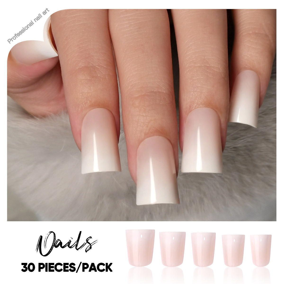Milky Dream Fade M Duckbill nail detail