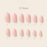 Milky Pink medium almond press-on nail size guide