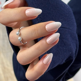 Milky Veil S Almond almond press-on nails