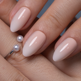 Milky Veil S Almond almond press-on nails