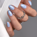 Misty Blue RS Almond almond press-on nails