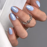 Misty Blue RS Almond almond press-on nails