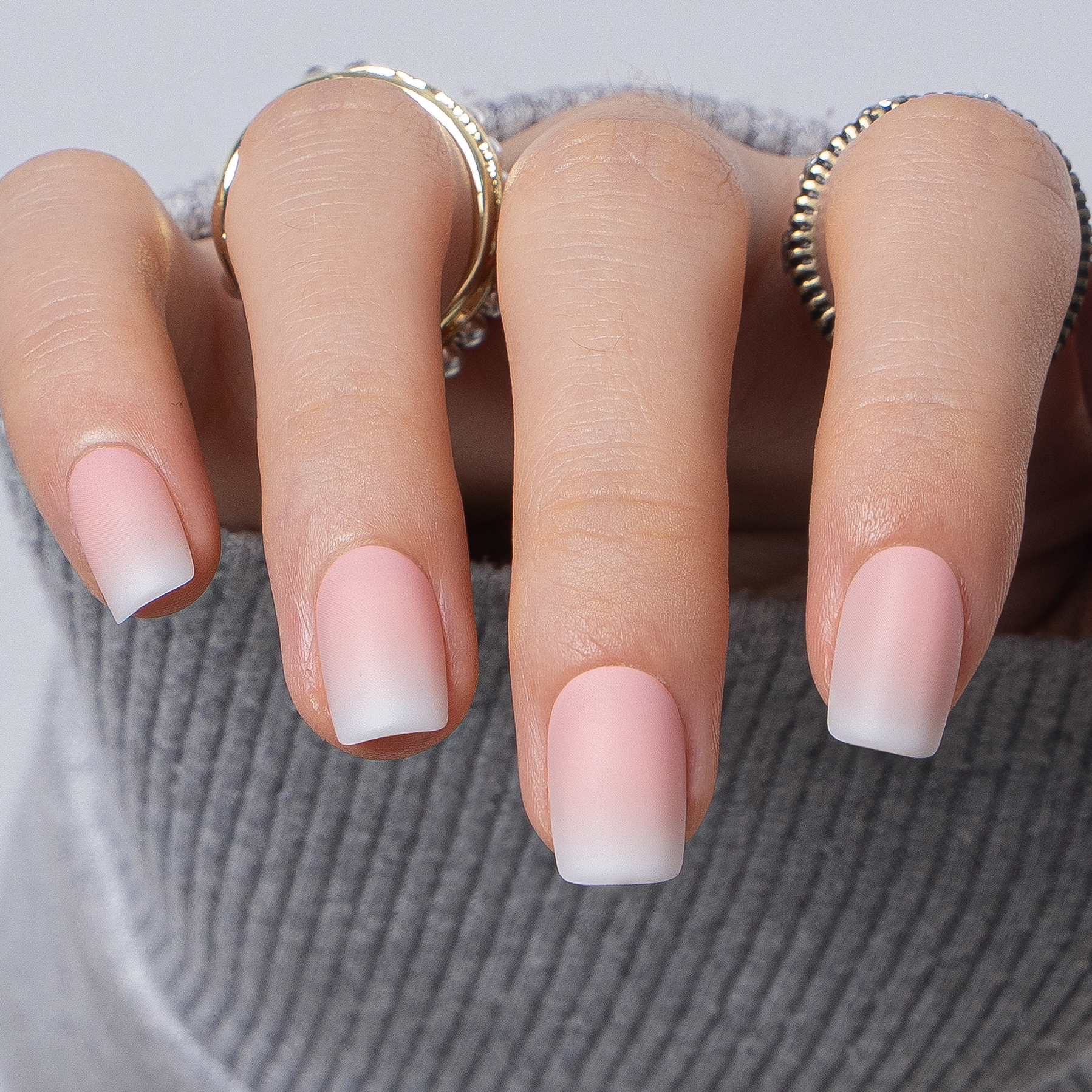 Misty Nude short squoval nail detail