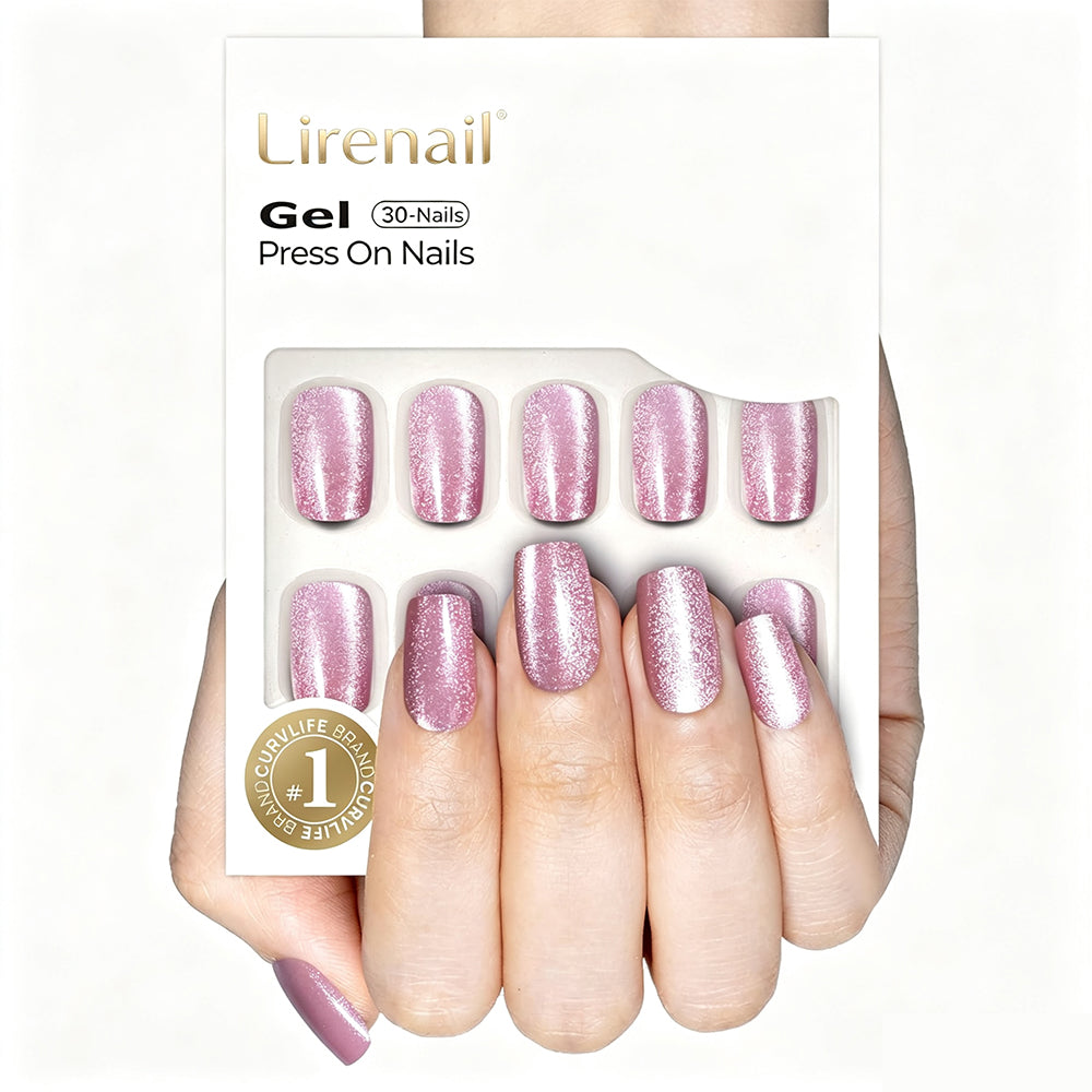 Misty Rose short squoval soft gel press-on nails
