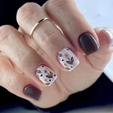 Mocha Bloom short squoval press-on nail set with accessories
