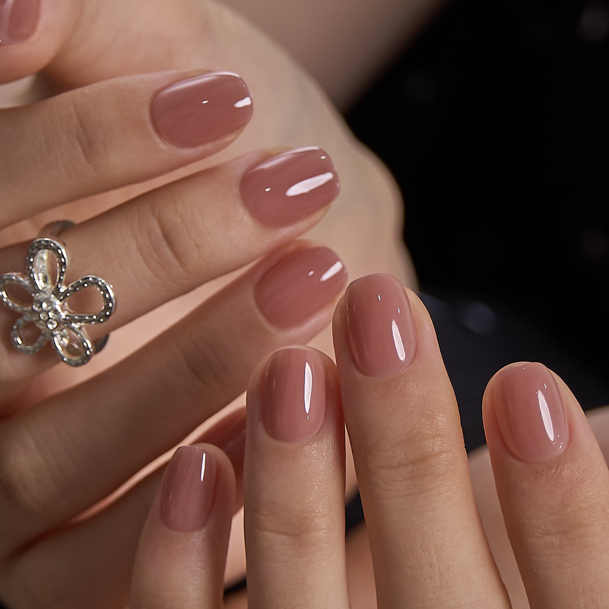 Mocha Blush RS Squoval squoval press-on nails