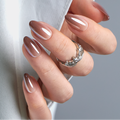 Mocha Chrome short almond press-on nails