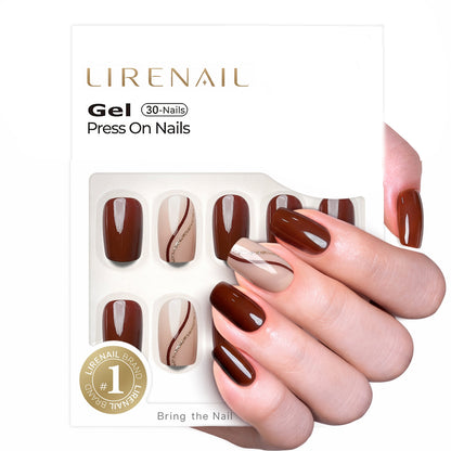 Mocha Line Dream medium squoval press-on nails product view