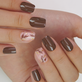 Mocha Luxe short squoval press-on nails