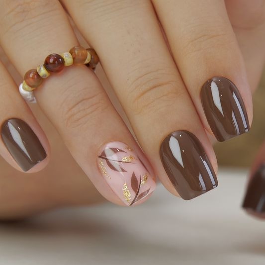 Mocha Luxe short squoval Ver 2 press-on nails