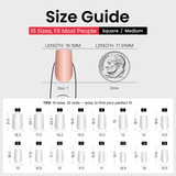Mocha Silk Dream medium square press-on nail size guide