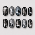 Black Oval Short press-on nails by Lirenail - side view