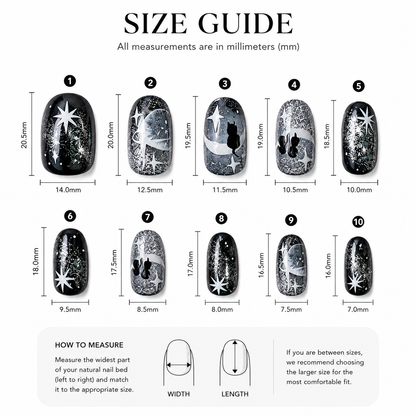Moonlit Cat Galaxy Press-On Nails nail detail