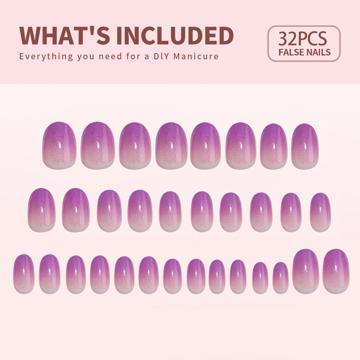 Moonlit Lilac short oval press-on nail set with accessories