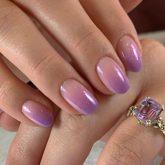 Moonlit Lilac short oval press-on nails