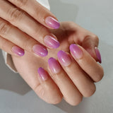 Moonlit Lilac short oval press-on nails from the side