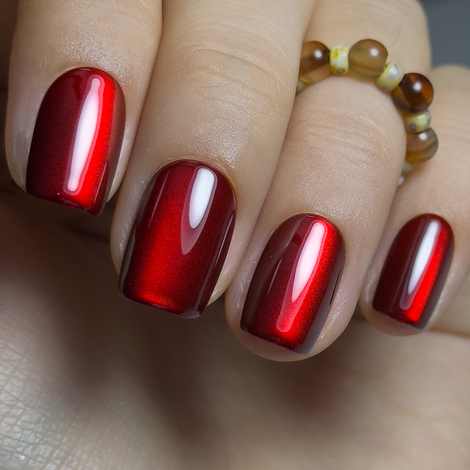 Mysterious Crimson short squoval press-on nails