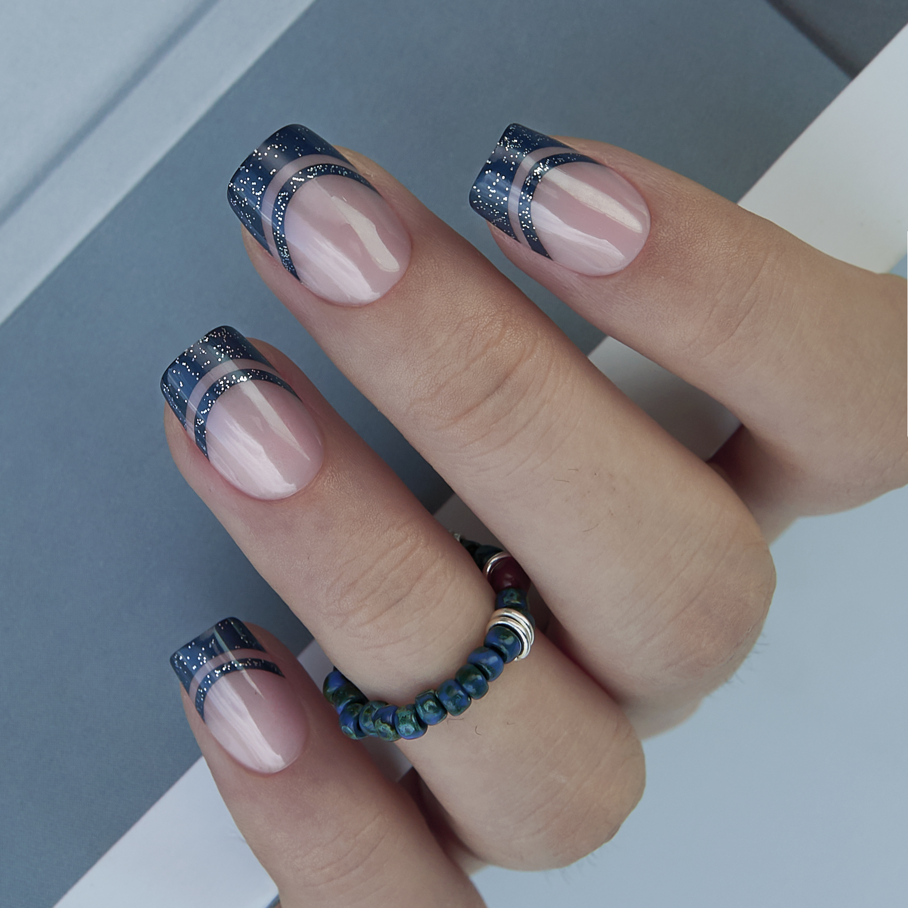 Mysterious Purple short squoval press-on nails from the side