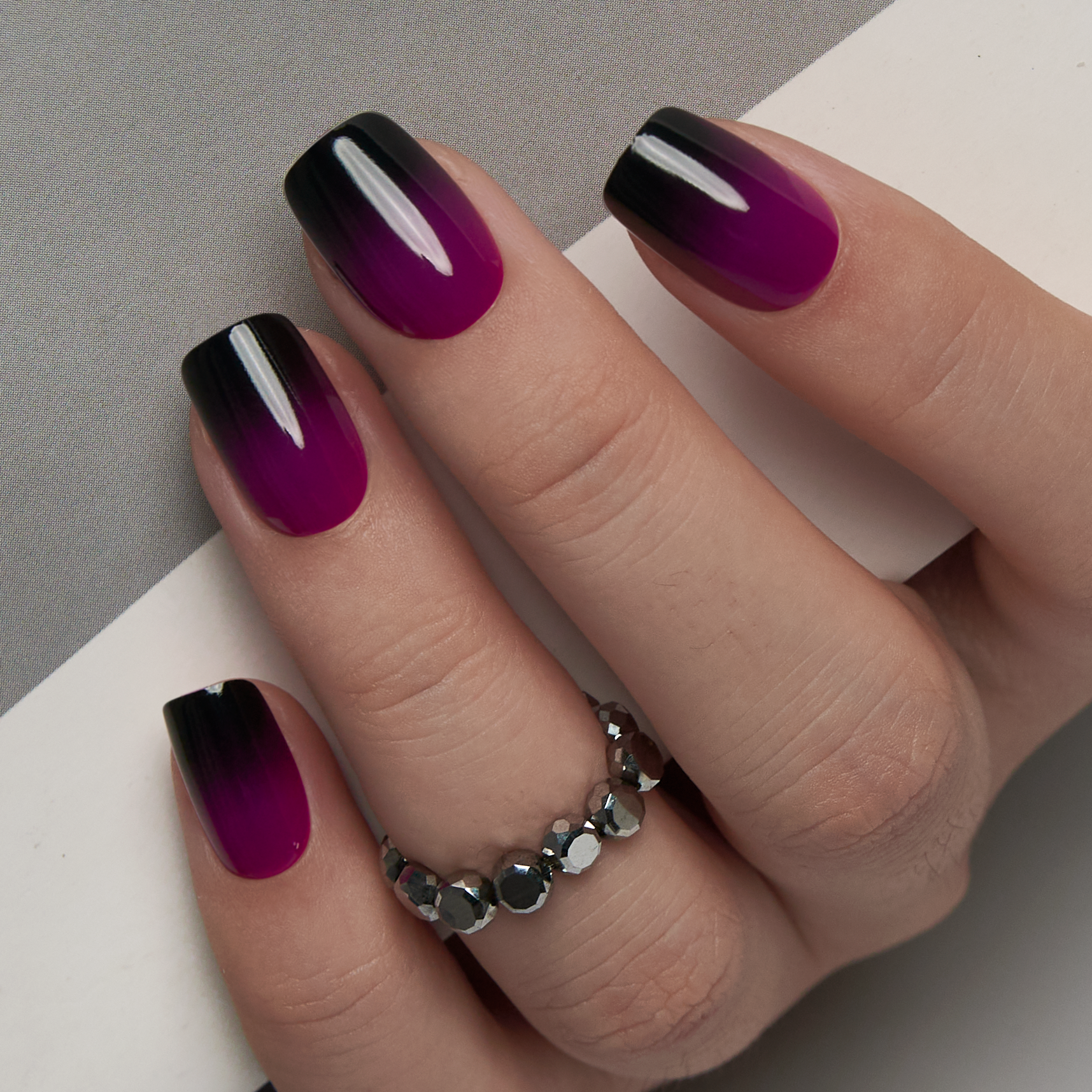 Mysterious Purple short squoval Ver 2 nail detail