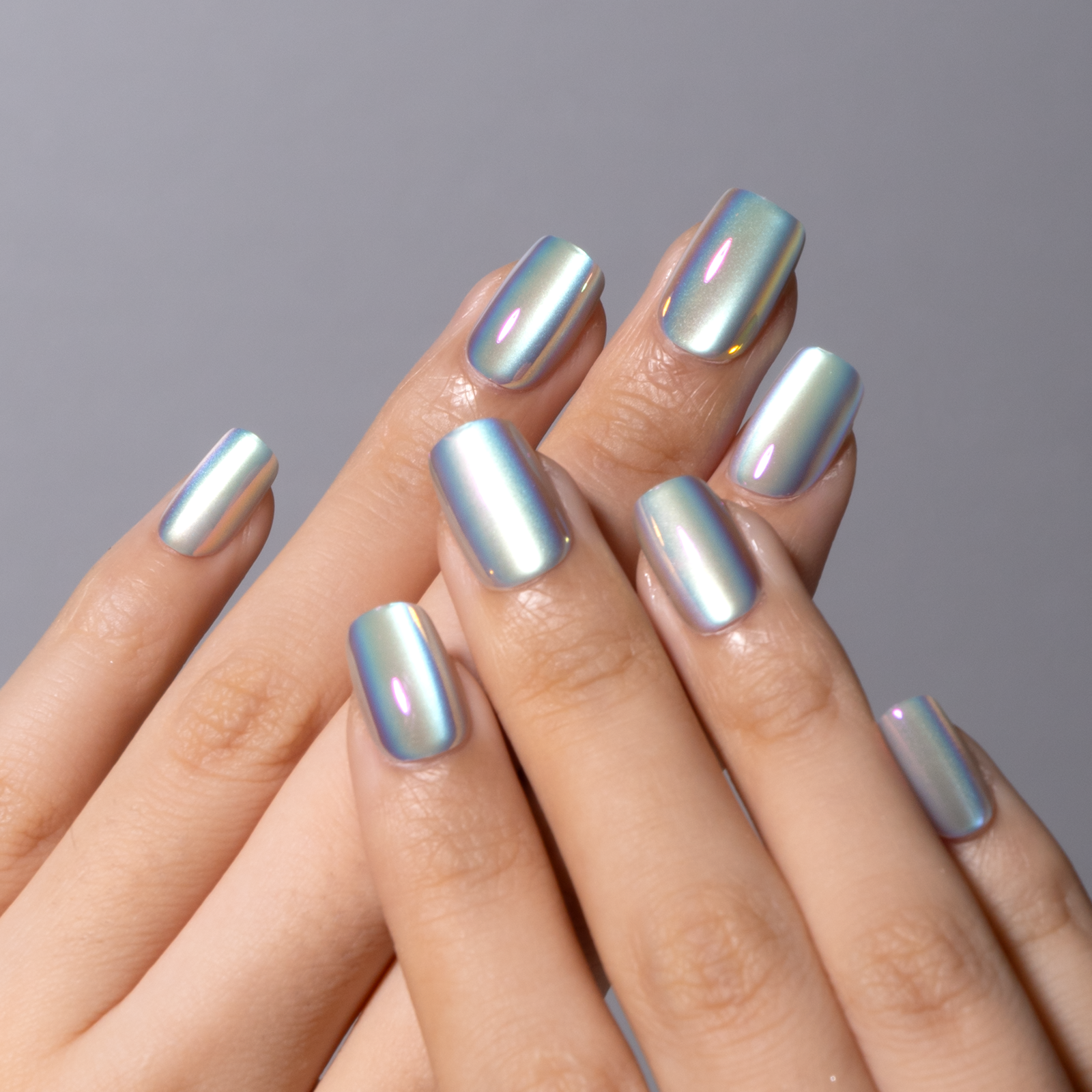 Mystic Chameleon short squoval press-on nail set with accessories