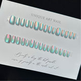 Mystic Chameleon short squoval press-on nail size guide
