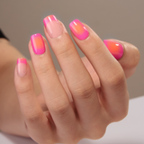 Neon Sunset short squoval nail detail