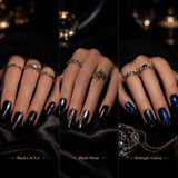 Black Oval Short press-on nails by Lirenail - detail view